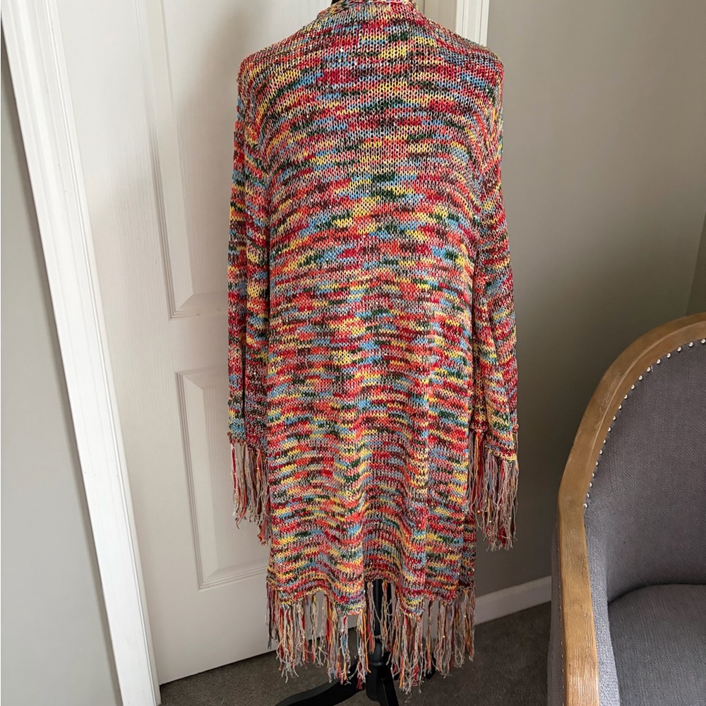 Easel Colorful Fringe Open-Front Cardigan - Picture 3 of 6
